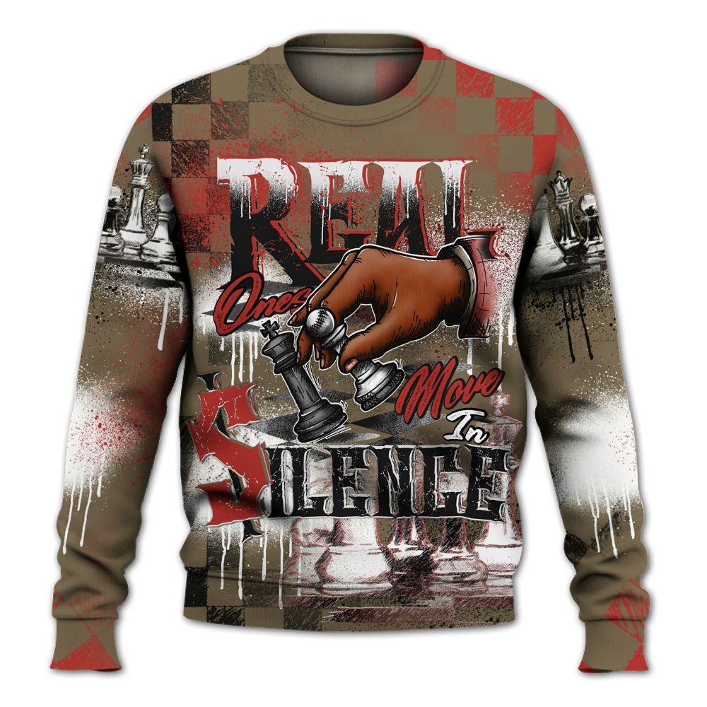 Sweatshirt To Match Olive 9s - Chess Move In Silence All Over Print