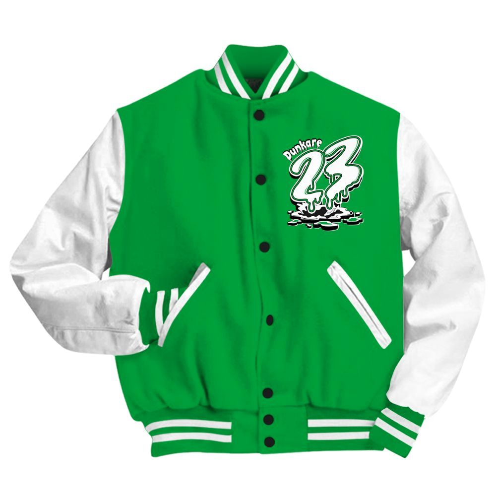 Varsity Jacket To Match Low Lucky Green 1s - Custom Name 23 Drip All Over Print