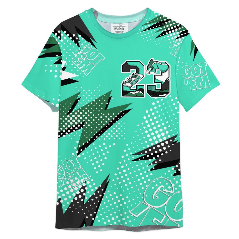 Dunkare Shirt Custom Name Number 23 5s Got'em, 3 Green Glow T-Shirt, To Match Sneaker Black Green Glow 3s Graphic Tee 1504 HDT