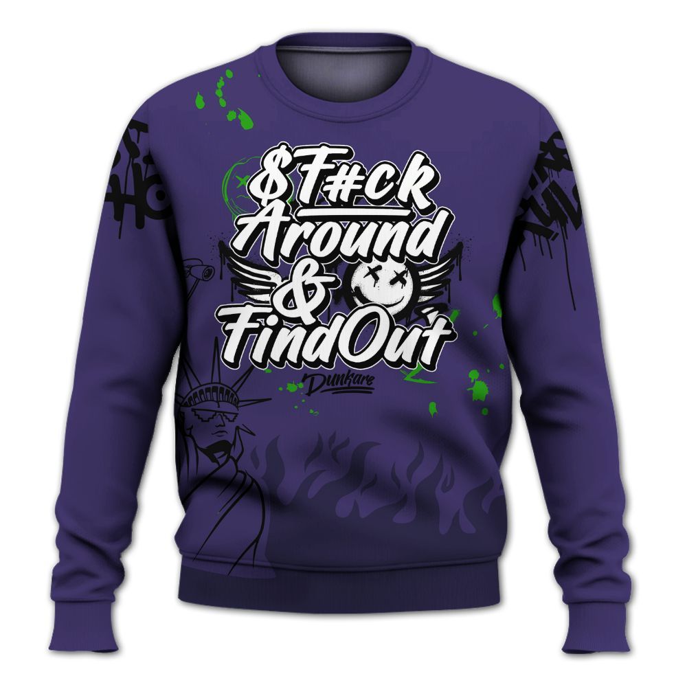 Sweatshirt To Match Retro Court Purple 13s - Graphic Fck Around Find Out All Over Print