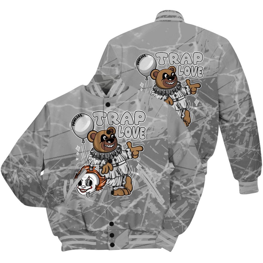 Varsity Jacket To Match Black Wolf Grey 12s Shirt - Trap Loves Bear Profound All Over Print