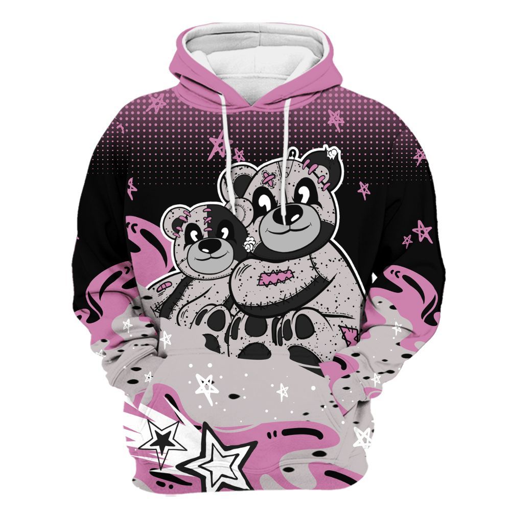 Hoodie To Match Neutral Grey Black White Orchid 4s - Sincere Fondness Bear Stars All Over Print