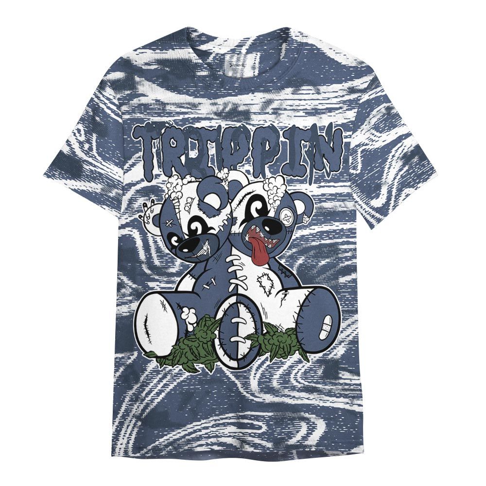 Shirt To Match Low Diffused Blue 11s - Trippin Bear Blurry Graphic Shirt Unisex