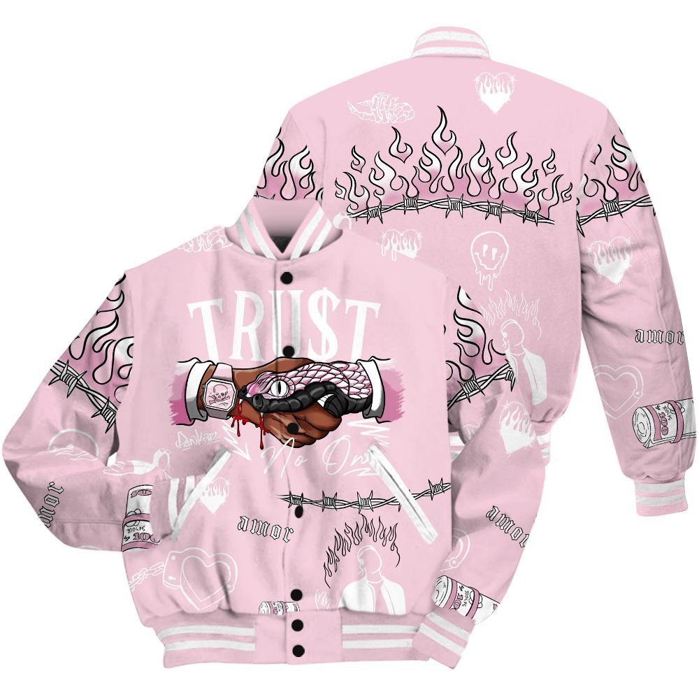 Varsity Jacket To Match Orchid 4s Shirt, Snake Trust No One All Over Print