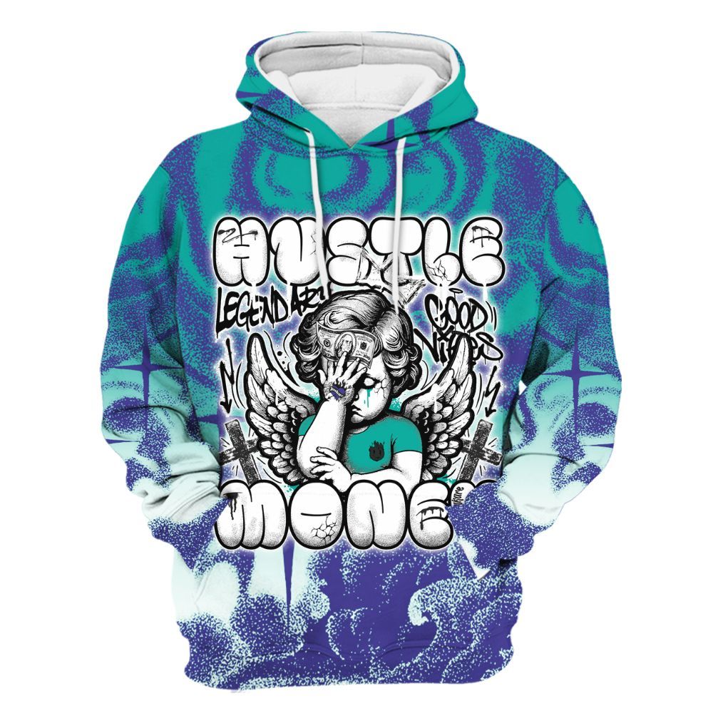 Hoodie To Match Retro Grape 5s - Angel Hustle Money All Over Print