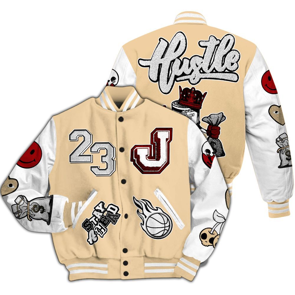 Varsity Jacket To Match Dunk Low Strawberry Waffle - Hustles Money Number 23 All Over Print