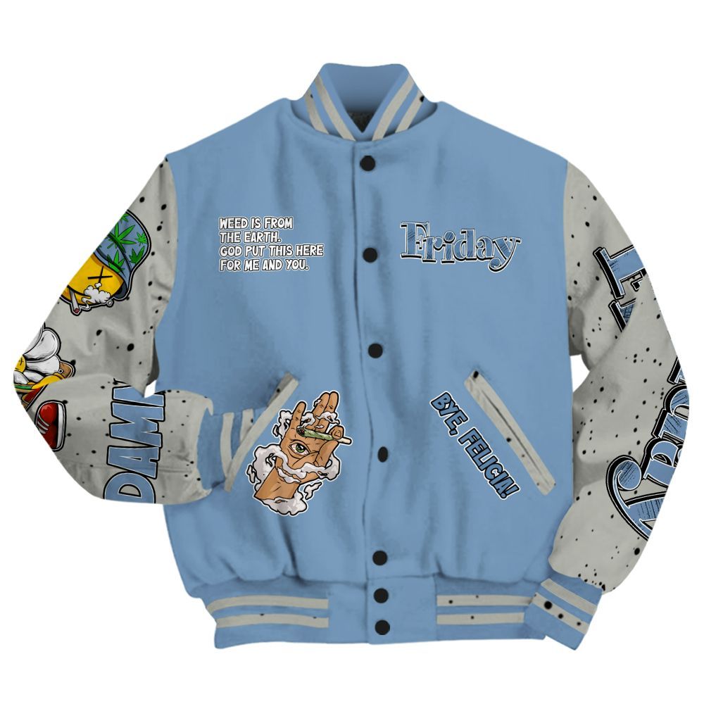 Varsity Jacket To Match University Blue 4s - Friday Sneaker Stress Style All Over Print