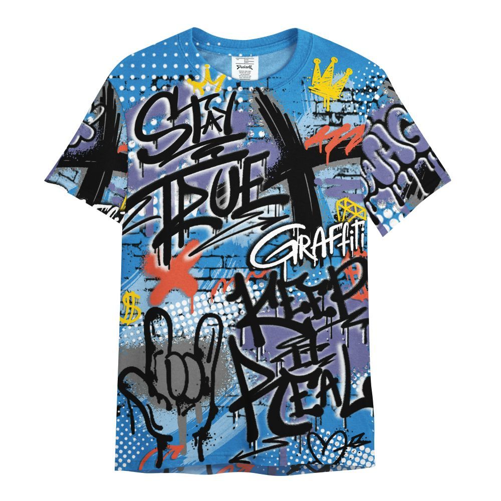 Shirt To Match Hi-Res Blue 700s - True It Real Graffiti Streetwear All Over Print