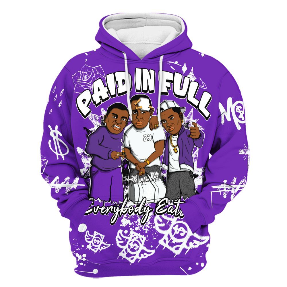 Hoodie To Match Retro Dark Iris 3s - Everybody Paid In Full Crayon All Over Print