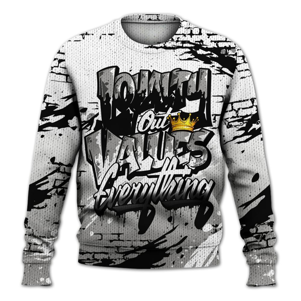 Sweater To Match OG Steel Grey 10s - Values Of Loyalty Drip Graphic