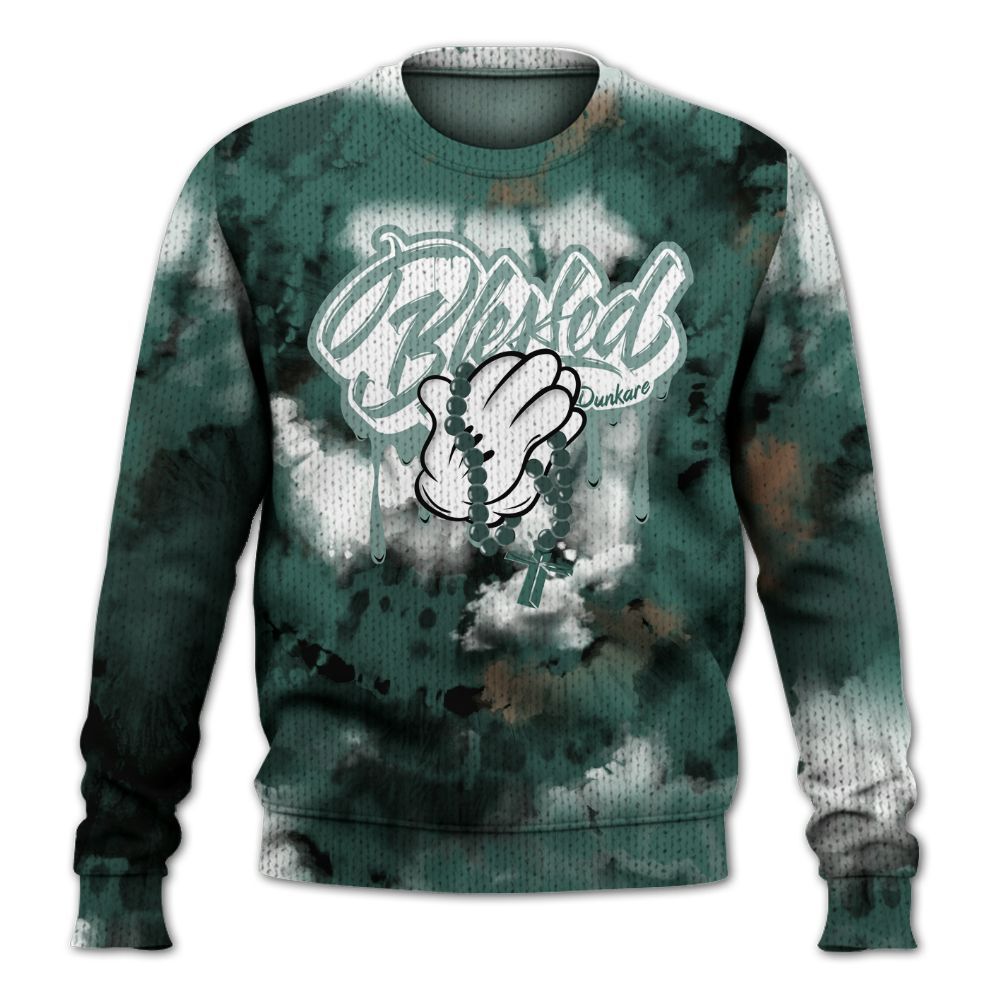 Knitted Sweater To Match Low OG Oxidized Green 1s - God Blessed Tie Dye