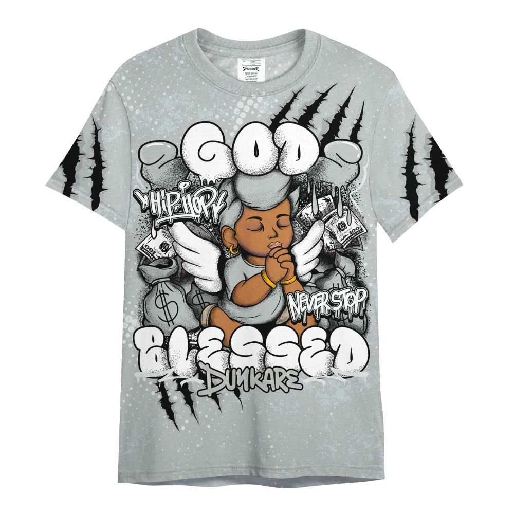 Shirt To Match Black Wolf Grey 12s - God Blessed All Over Print