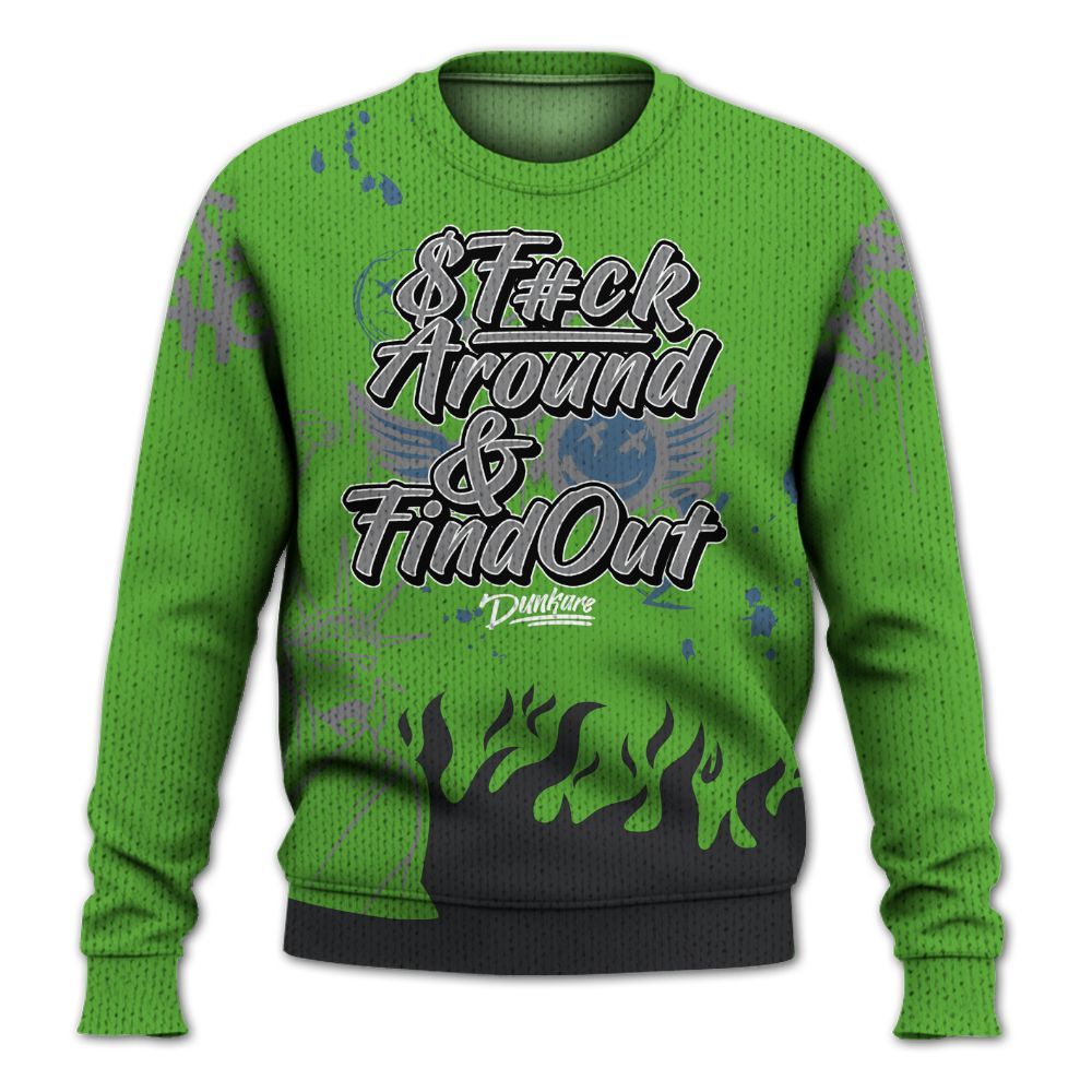 Knitted Sweater To Match Retro Green Bean 5s - Graphic Fck Around Find Out