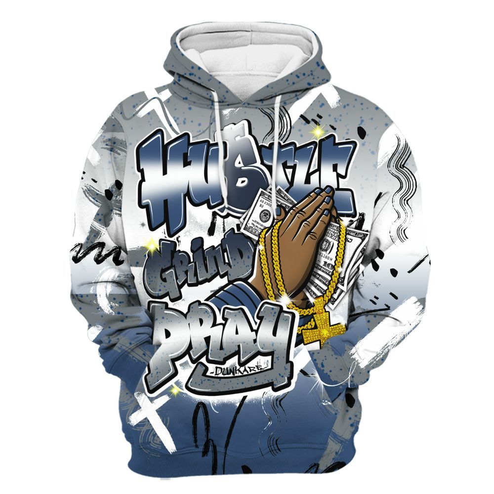 Hoodie To Match Midnight Navy 4s - Money Hustle Grind Pray All Over Print