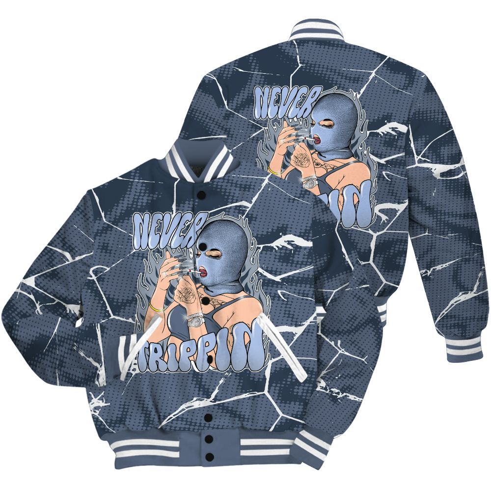 Varsity Jacket To Match Low Diffused Blue 11s Shirt - Ne'er Trippin' Unique Crack All Over Print