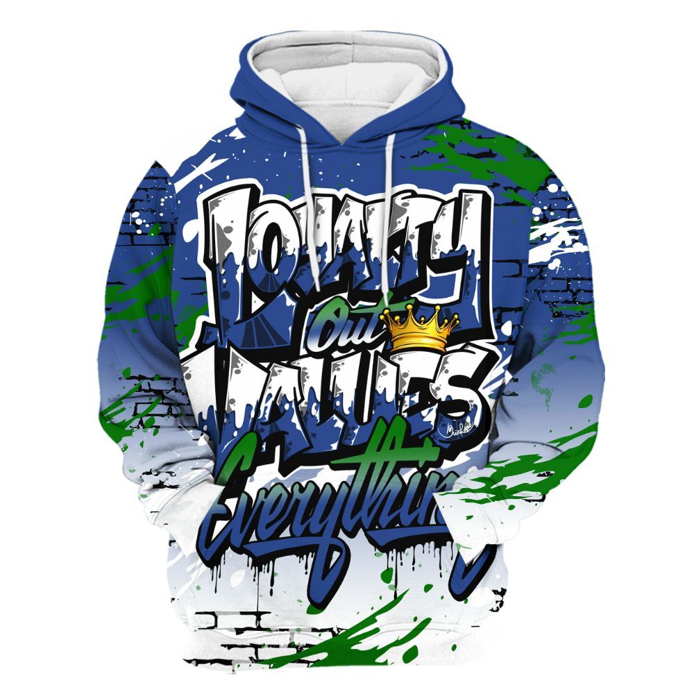 Hoodie To Match Retro Hyper Royal 13s - Values Of Loyalty Drip All Over Print
