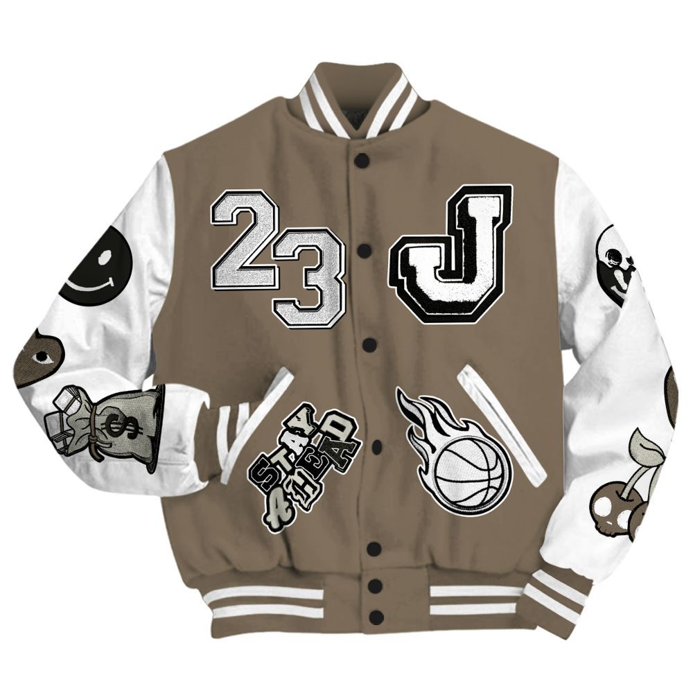 Varsity Jacket To Match Low OG Dark Mocha 1s - Hustles Money Number 23 All Over Print