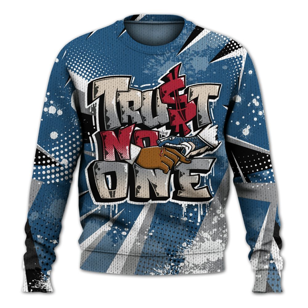 Knitted Sweater To Match Rare Air 3s - Poly Trust No One Dripping