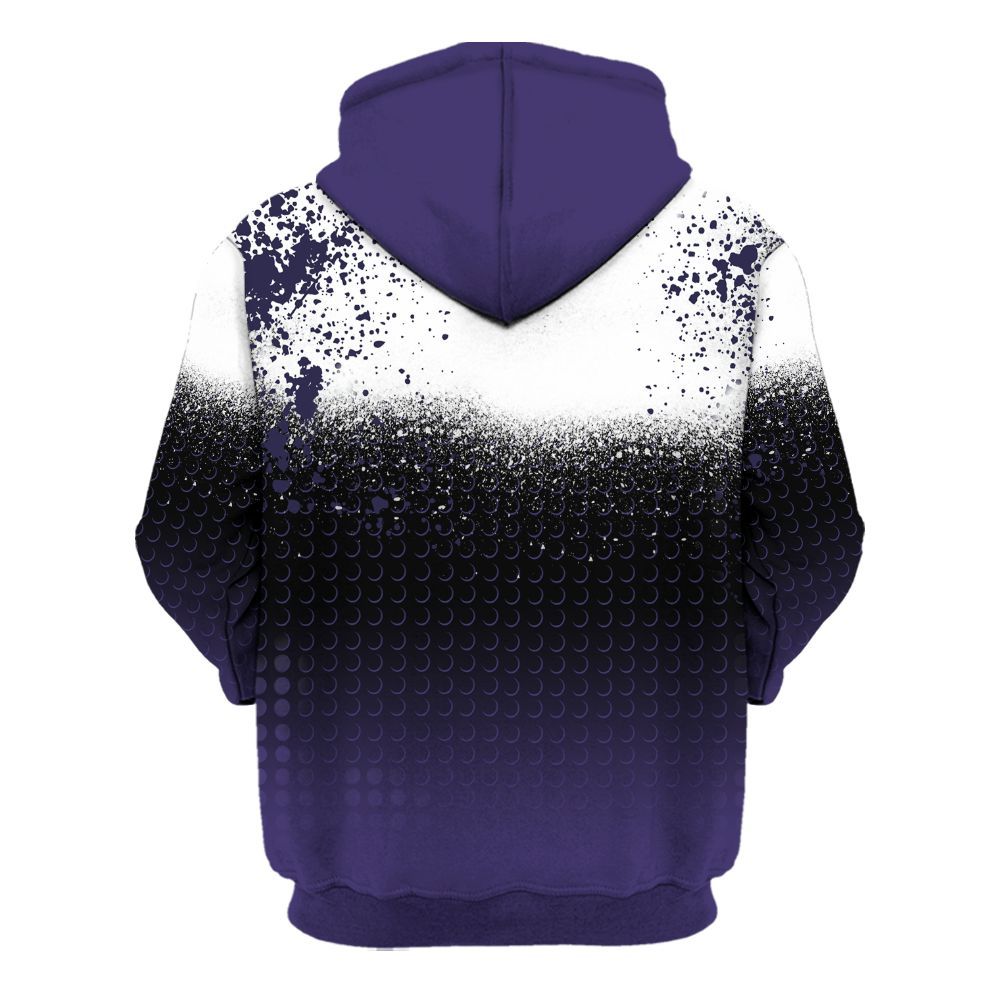 Hoodie To Match Retro Court Purple 13s - Halftone Time Is Money All Over Print