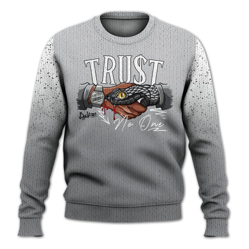 Sweater To Match Retro Wolf Grey 5s - Snake Trust No One Drip Graphic