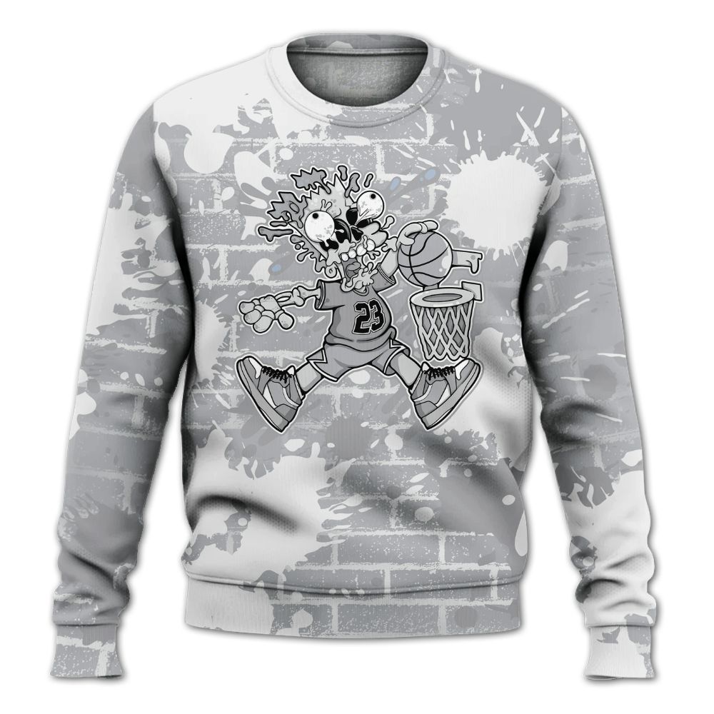 Sweatshirt To Match Low OG Wolf Grey 1s - 85's Dunks Graphic Halloween All Over Print