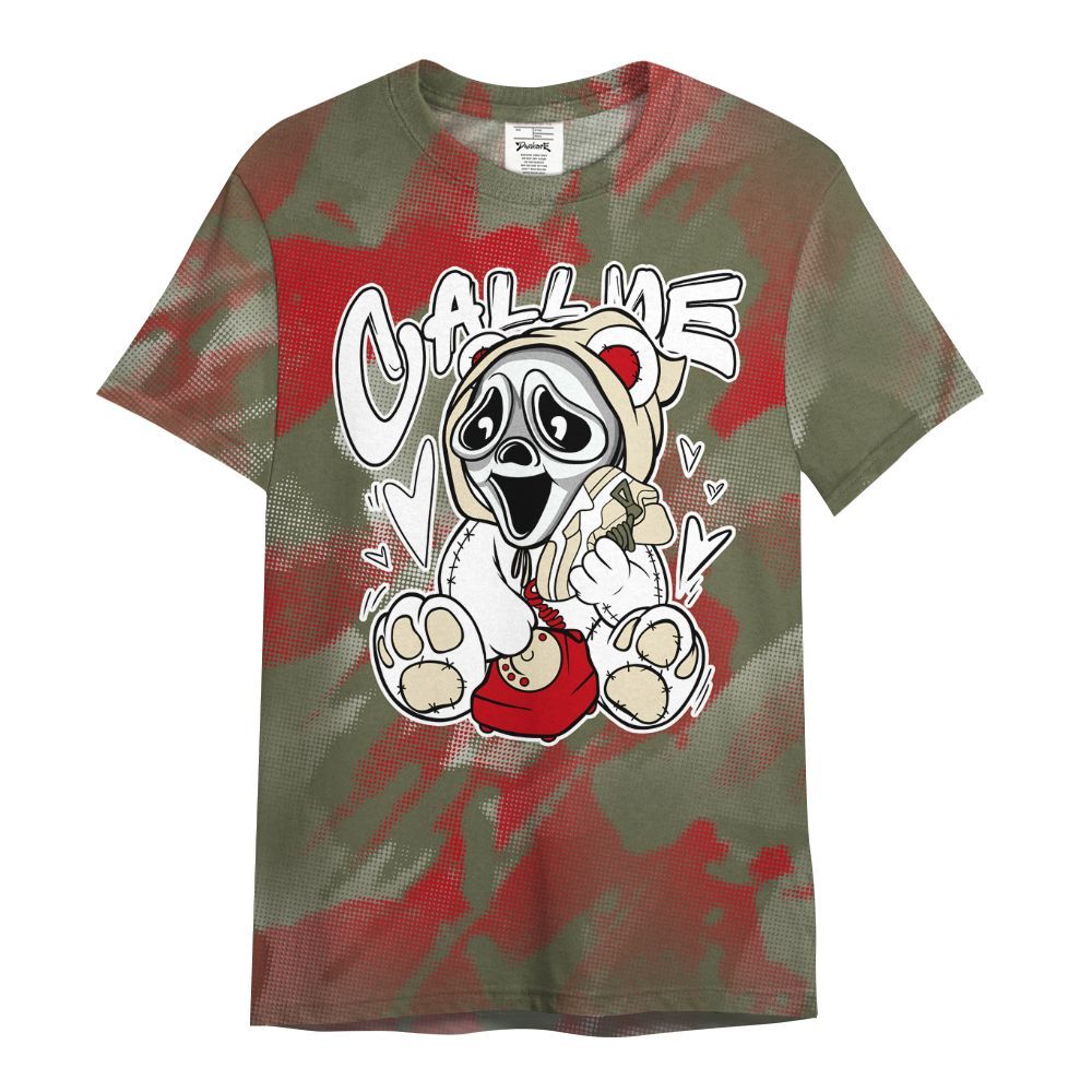 Shirt To Match Travis Scott Low OG Medium Olive 1s - Call Me Bear Abstract Halftone All Over Print