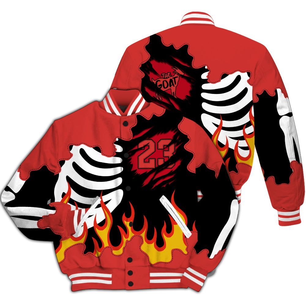 Varsity Jacket To Match Scoot Zeros ODD City - Burning Skeleton 23 G.O.A.T All Over Print