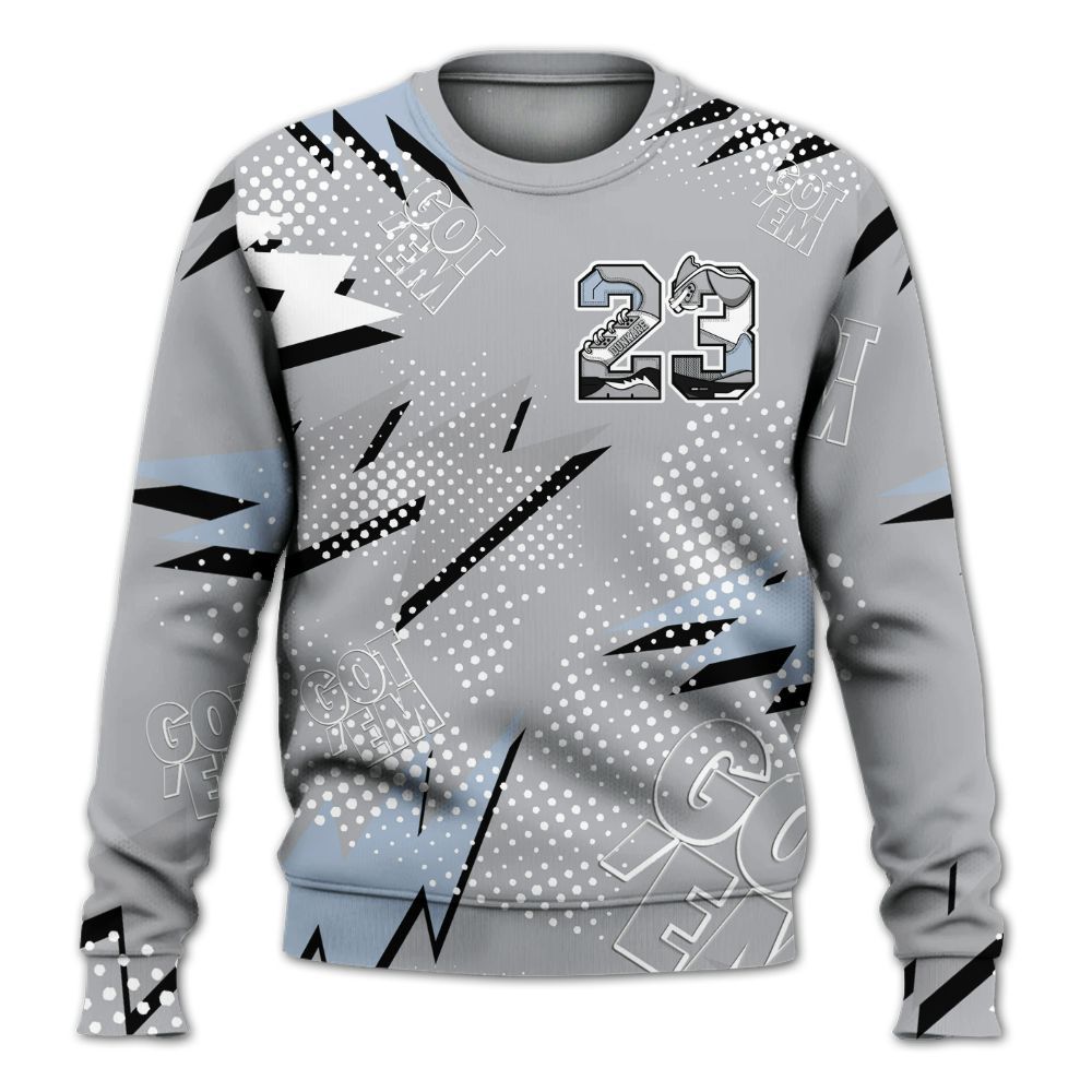 Sweatshirt To Match Low OG Wolf Grey 1s - Custom Name Number 23 5s All Over Print