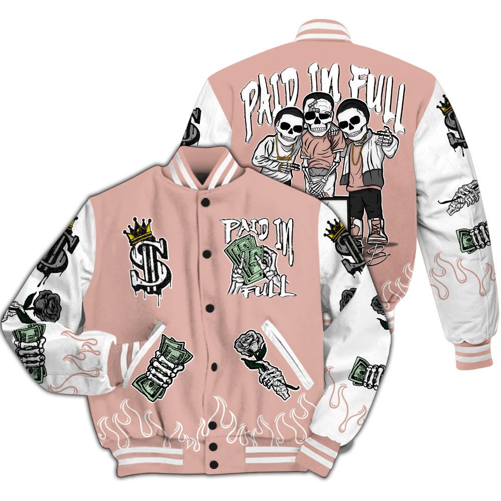 Varsity Jacket To Match Dunk Low Pink Velvet - Fire Everybody Paid In All Over Print
