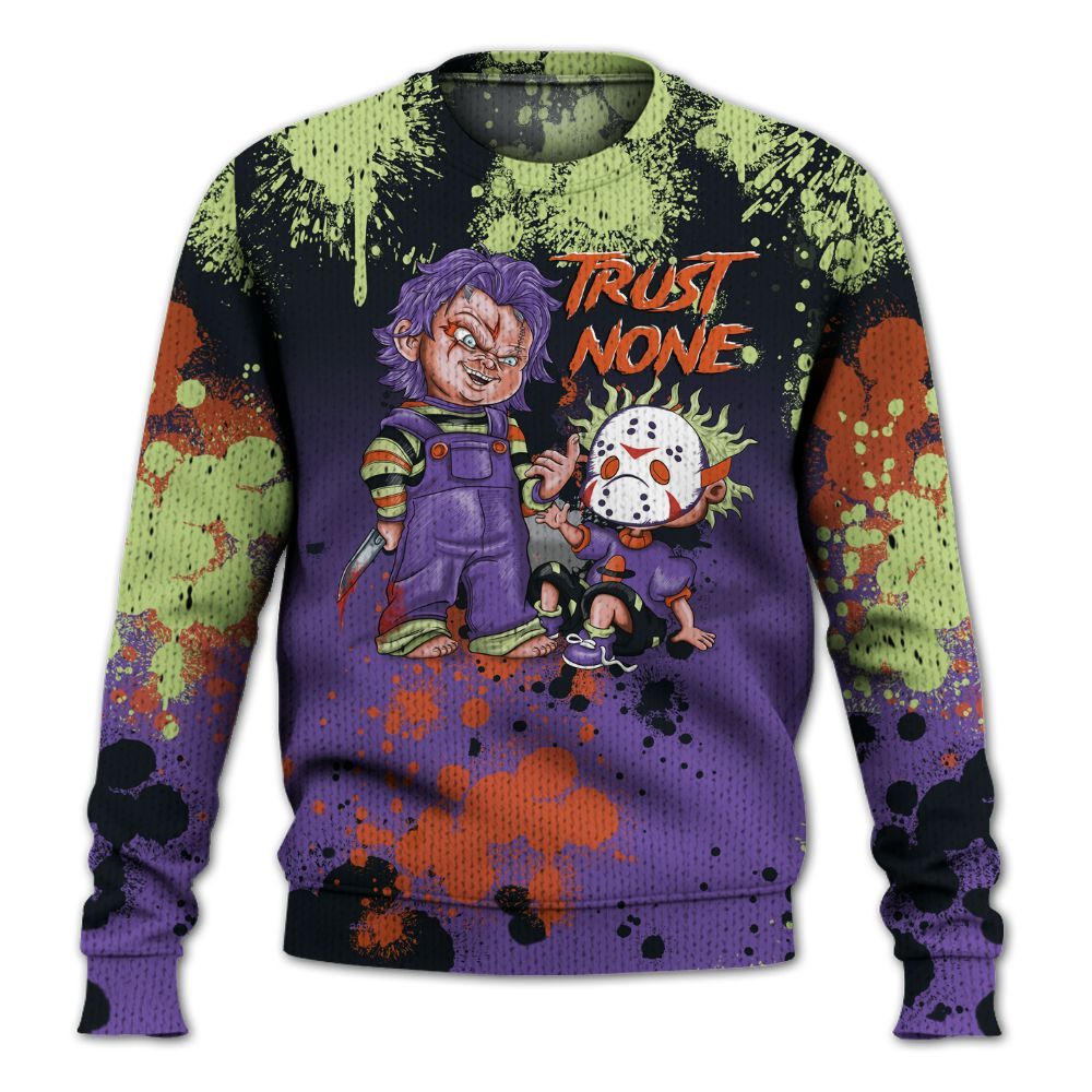 Knitted Sweater To Match Canyon Purple 4s - Trust No One Scary