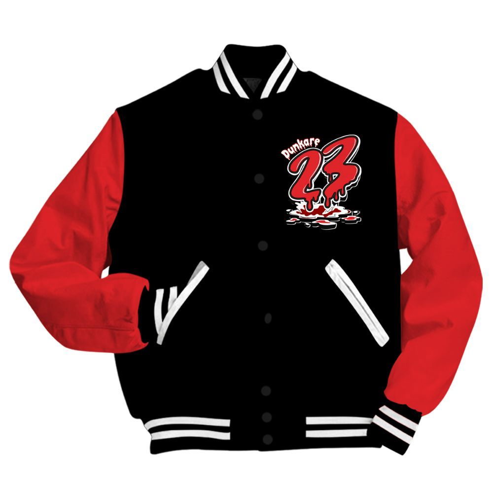 Varsity Jacket To Match Chile Red 9s - Custom Name 23 Drip All Over Print