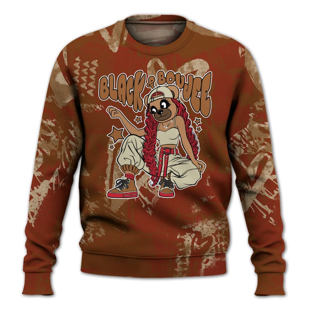 Sweatshirt To Match Archaeo Brown 5s - Boujee Girls Bear Heart Grunge All Over Print