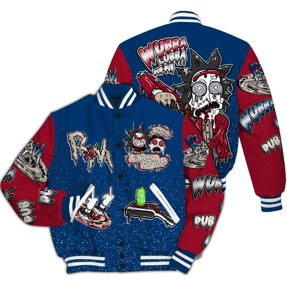 Varsity Jacket To Match Rare Air 4s - Wubba Rick Drip All Over Print