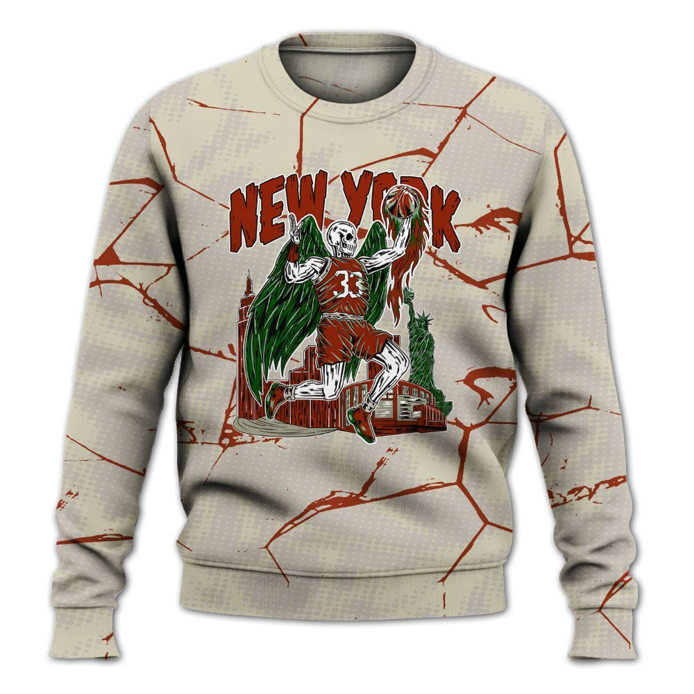 Sweatshirt To Match El Grito 5s - Ewing Era Skeleton Crack All Over Print