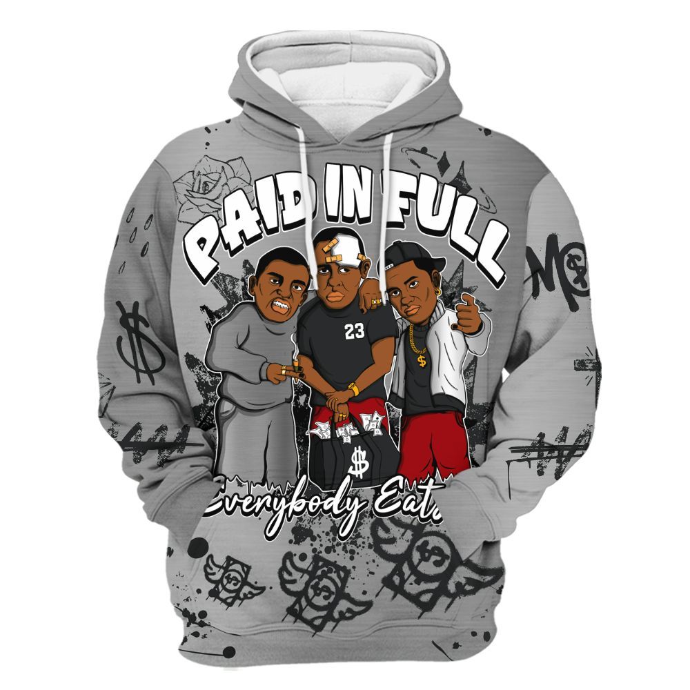 Hoodie To Match Metallic Silver 14s - Everybody Paid In Full Crayon All Over Print