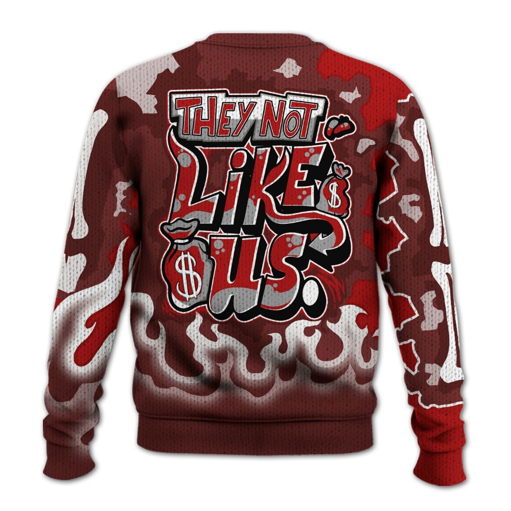 Sweater To Match Low Terror White University Red 1s - Dislike Us Graphic Burning Custom Name Graphic