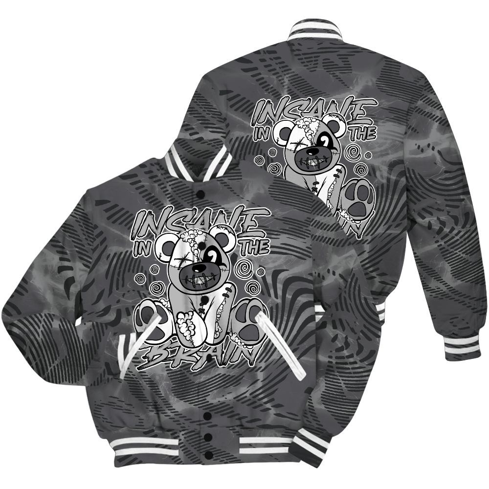 Varsity Jacket To Match White Thunder 4s Shirt - Insanes Bear Fume All Over Print