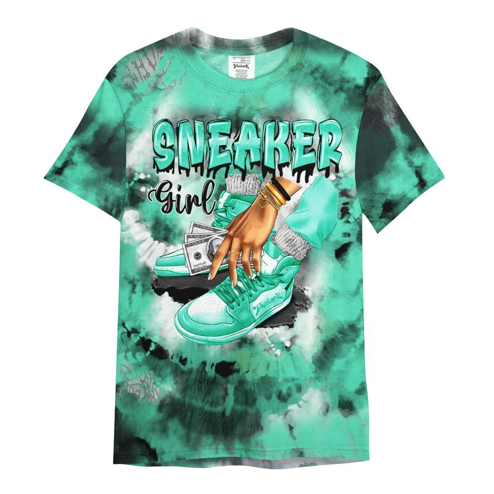 Shirt To Match Black Green Glow 3s - SNEAKER Girl Money Drip Tie Dye All Over Print