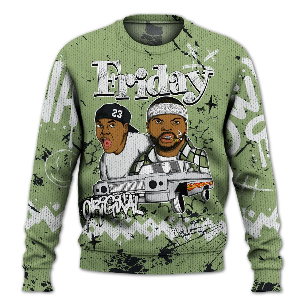 Knitted Sweater To Match Oil Green 4s - Friday Sneaker Crayon