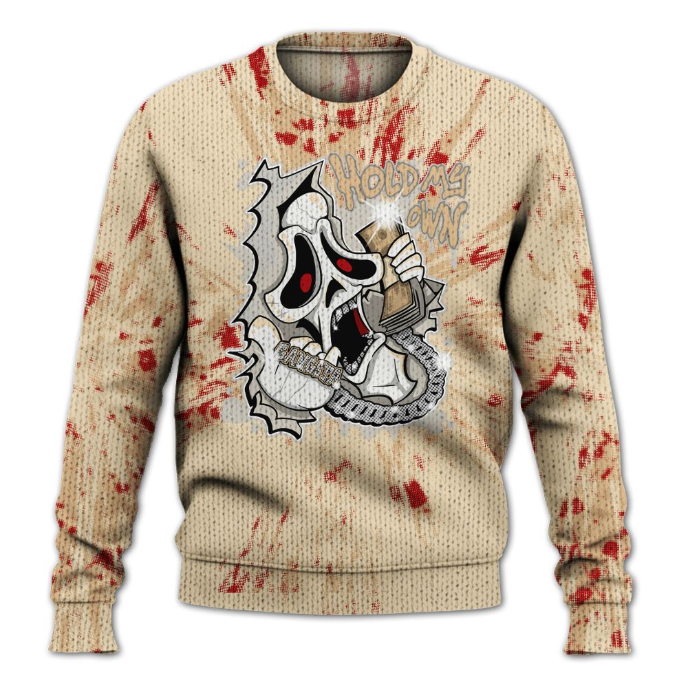 Knitted Sweater To Match Dunk Low Strawberry Waffle - Hold My Own Graphic Halloween