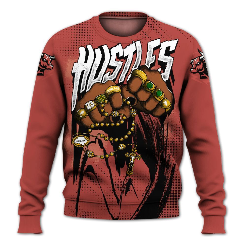 Sweatshirt To Match Dune Red 13s - Hustle Make Money All Over Print