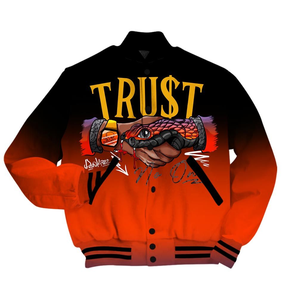 Varsity Jacket To Match J Balvin Rio 3s - Snake Trust No One Drip Varsity Jacket Outfit 1505 NCT