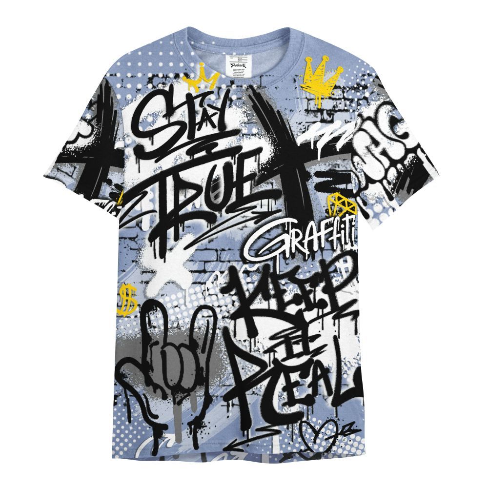 Shirt To Match Retro Blue Grey 13s - True It Real Graffiti Streetwear All Over Print