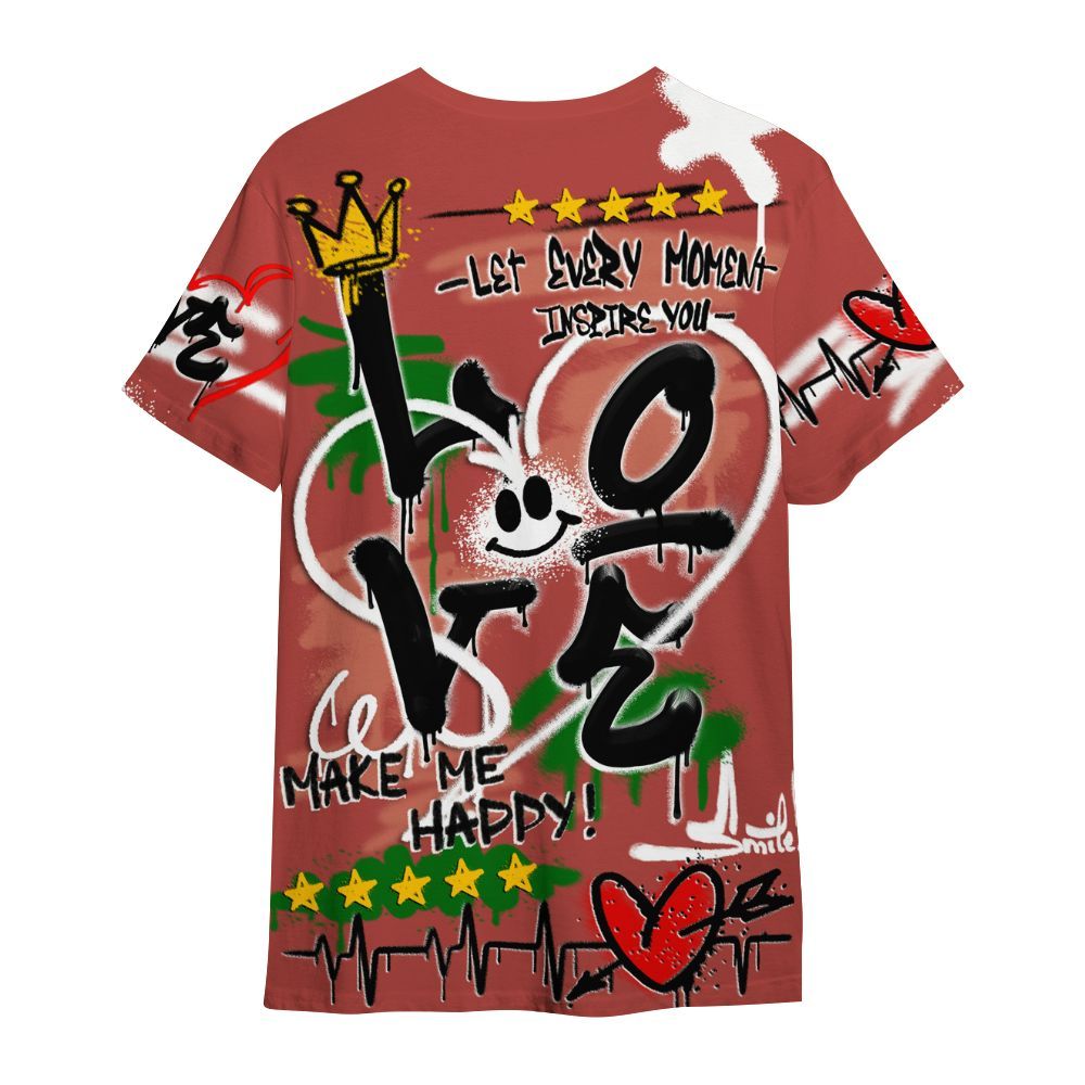 Shirt To Match Dune Red 13s - Happy Love Beats Graffiti Streetwear All Over Print