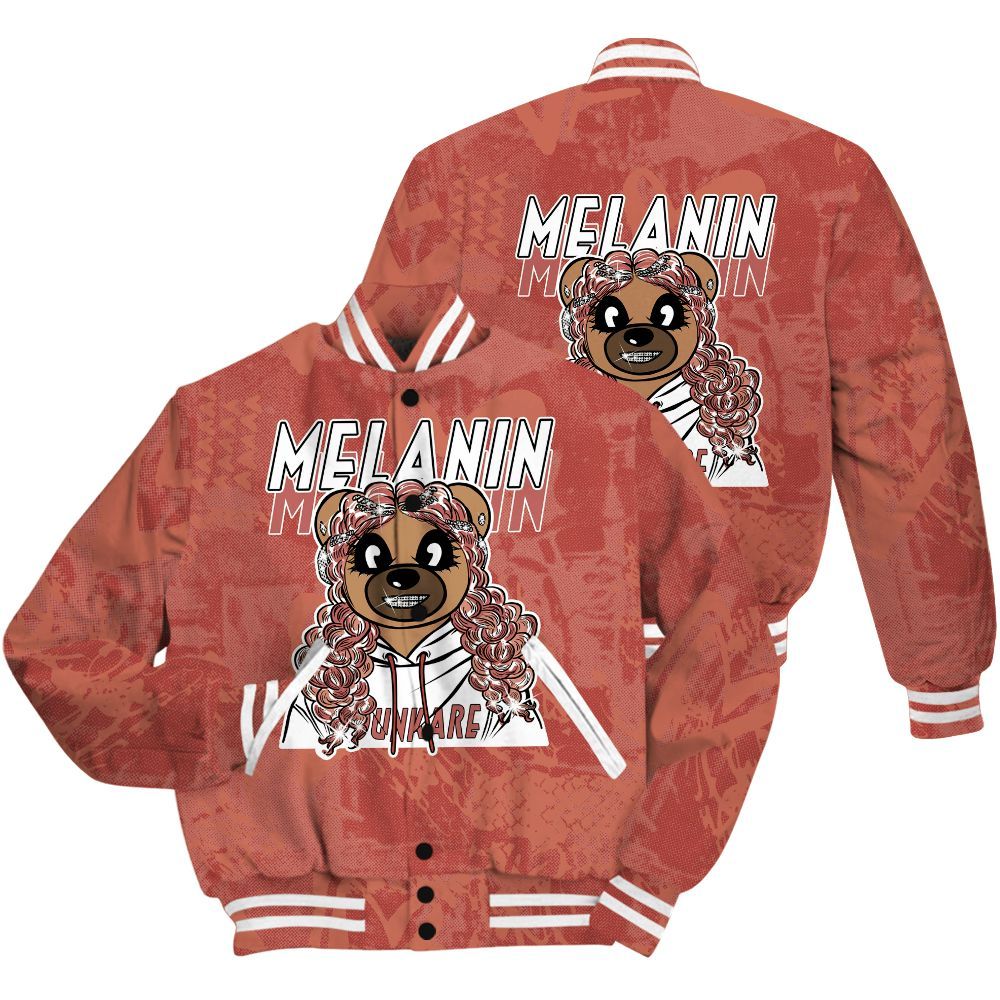 Varsity Jacket To Match Dune Red 13s Shirt - Pigments Bear Heart Grunge All Over Print