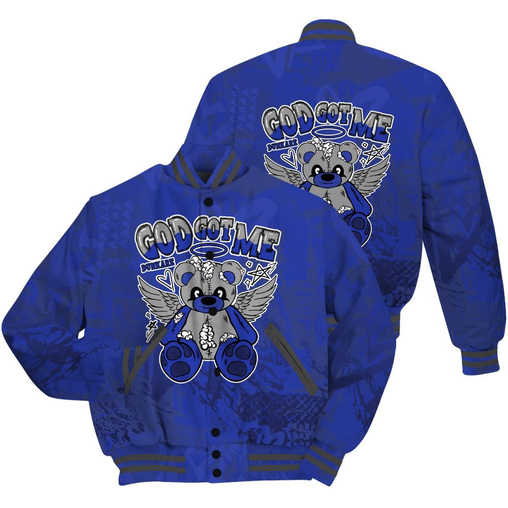 Varsity Jacket To Match Air Max Plus Black Racer Blue Shirt - Gods Guides Me Bear Heart Grunge All Over Print