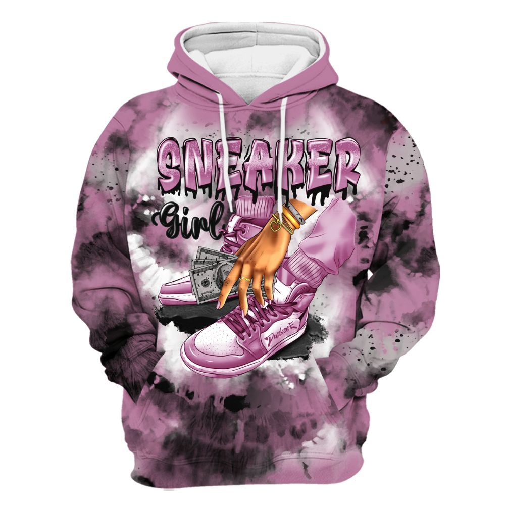 Hoodie To Match Neutral Grey Black White Orchid 4s - SNEAKER Girl Money Drip Tie Dye All Over Print