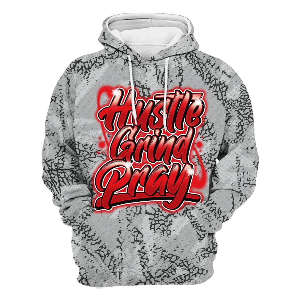 Hoodie To Match Cement Grey 3s - Hustles And Prayer Graphic Halftone All Over Print