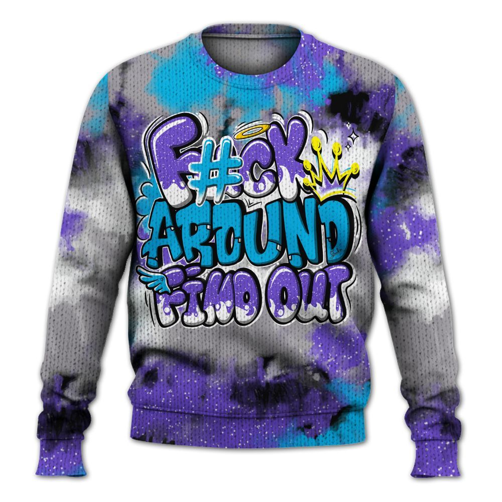 Sweater To Match Retro Aqua 8s - FK Around Find Out Graphic