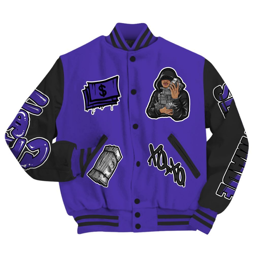 Varsity Jacket To Match Field Purple 12s - Selfmade Unique All Over Print